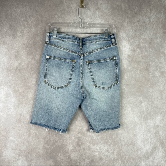 Pilcro x Anthropologie Denim Distressed Long Bermuda Shorts Women's Size 25 - Picture 5 of 6